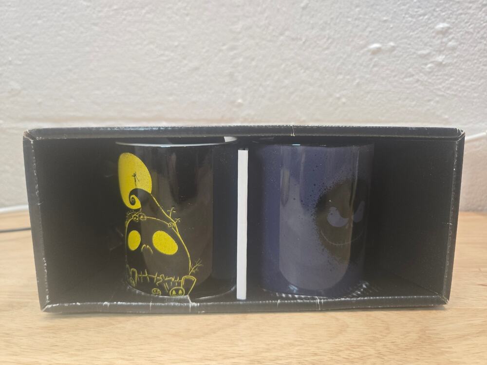 Disney Nightmare Before Christmas Jack Skellington Sally Mug Set of 2 Black